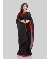 DESH BIDESH Women`s Handloom Pure Cotton Saree Abhiprithi Royal Design Without Blouse Piece(Black)